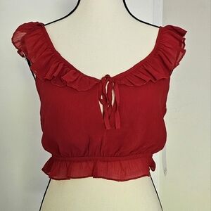 Red Ruffled Women's Top